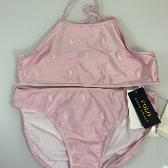Polo Ralph Lauren Watch Hill Pink Pony Two Piece Swimsuit Girls Size 16 NEW - Picture 1 of 6